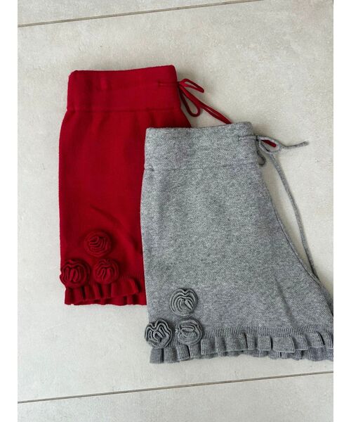 jouetie（ジュエティ）の「ローズモチーフニットショーパン【セットアップ対応】（その他パンツ・レディース・グレー/ブラック/レッド・MEDIUM）」の8枚目の写真