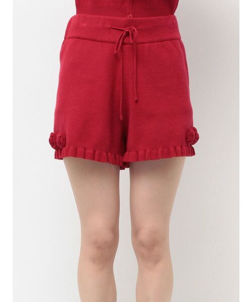 jouetie（ジュエティ）の「ローズモチーフニットショーパン【セットアップ対応】（その他パンツ・レディース・グレー/ブラック/レッド・MEDIUM）」の9枚目の写真