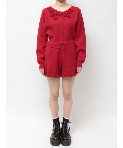 jouetie（ジュエティ）の「ローズモチーフニットショーパン【セットアップ対応】（その他パンツ・レディース・グレー/ブラック/レッド・MEDIUM）」の16枚目の写真