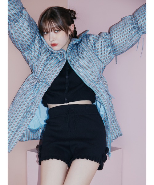 jouetie（ジュエティ）の「ローズモチーフニットショーパン【セットアップ対応】（その他パンツ・レディース・グレー/ブラック/レッド・MEDIUM）」の6枚目の写真