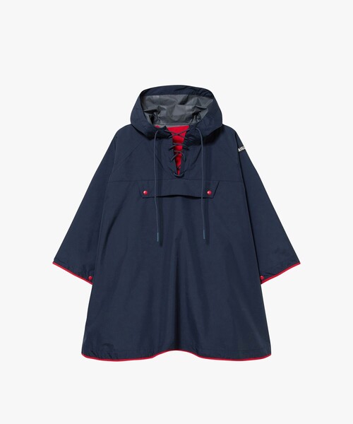 めんめん　定価2.5万　AIGLE エーグル　ポンチョ　ネイビー 透湿防水 撥水 防風 2トーンデザイン パッカブルポンチョ / 収納袋付き