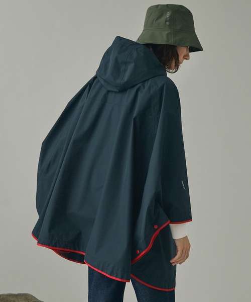 透湿防水 撥水 防風 2トーンデザイン パッカブルポンチョ / 収納袋付き
