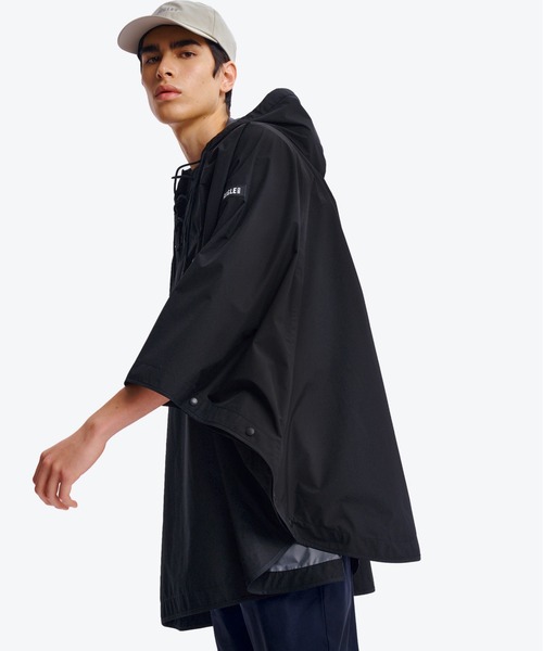 透湿防水 撥水 防風 2トーンデザイン パッカブルポンチョ / 収納袋付き