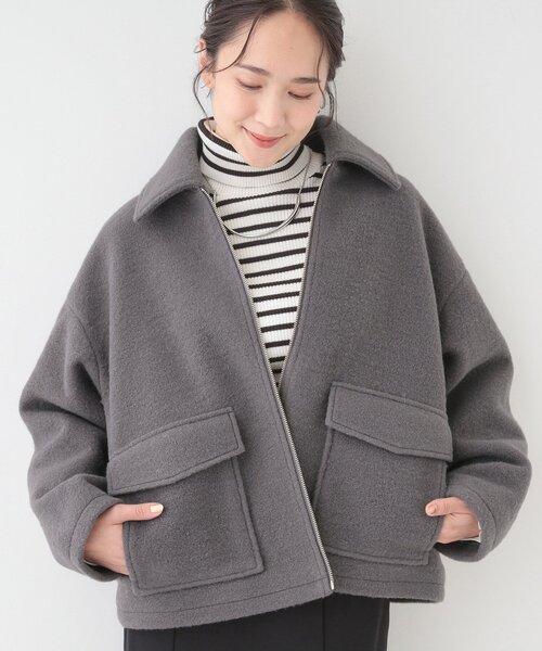 DRESKIP(ドレスキップ)の「【S-LL】大人カジュアルコーデに 襟付きZIPブルゾン(ブルゾン・レディース・オフホワイト/チャコールグレー/ベージュ・01/02/03/04)」の3枚目の写真