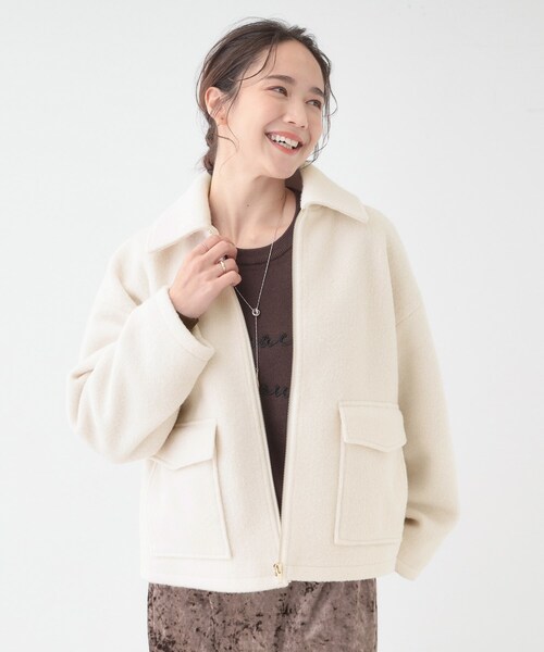 DRESKIP(ドレスキップ)の「【S-LL】大人カジュアルコーデに 襟付きZIPブルゾン(ブルゾン・レディース・オフホワイト/チャコールグレー/ベージュ・01/02/03/04)」の5枚目の写真