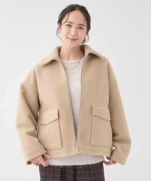 DRESKIP(ドレスキップ)の「【S-LL】大人カジュアルコーデに 襟付きZIPブルゾン(ブルゾン・レディース・オフホワイト/チャコールグレー/ベージュ・01/02/03/04)」の14枚目の写真