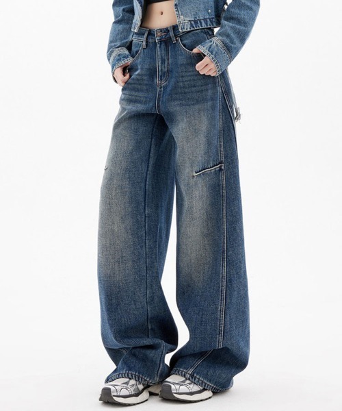 SallyLunn（サリーラン）の「ワイドルーズデニムパンツ（デニムパンツ・レディース・ブルー・MEDIUM/LARGE）」の2枚目の写真