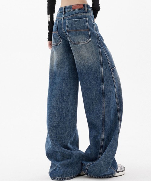 SallyLunn（サリーラン）の「ワイドルーズデニムパンツ（デニムパンツ・レディース・ブルー・MEDIUM/LARGE）」の3枚目の写真