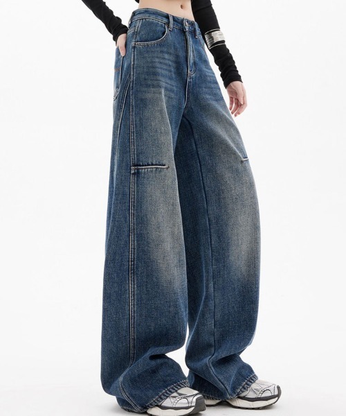 SallyLunn（サリーラン）の「ワイドルーズデニムパンツ（デニムパンツ・レディース・ブルー・MEDIUM/LARGE）」の5枚目の写真