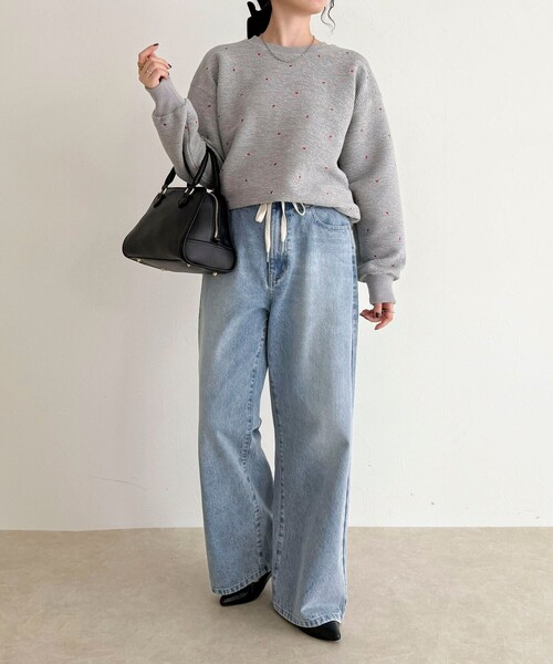 セール】【大人気リバイバル】ハート刺繍コンパクトスウェットプル