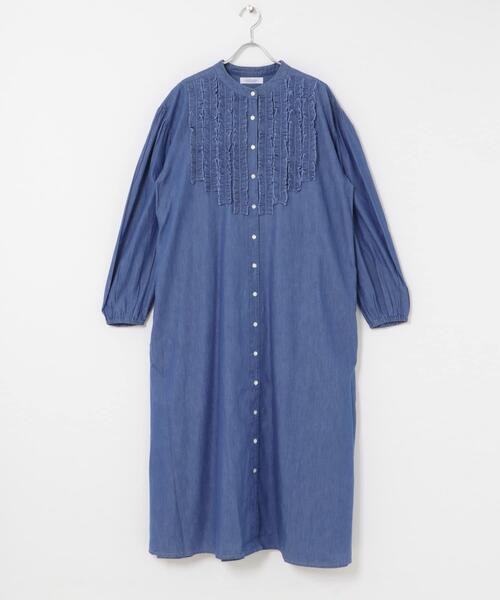 URBAN RESEARCH Sonny Label（アーバンリサーチサニーレーベル）の「デニムフリルヨークワンピース（ワンピース・レディース・ライトインディゴブルー/インディゴブルー・FREE）」の4枚目の写真