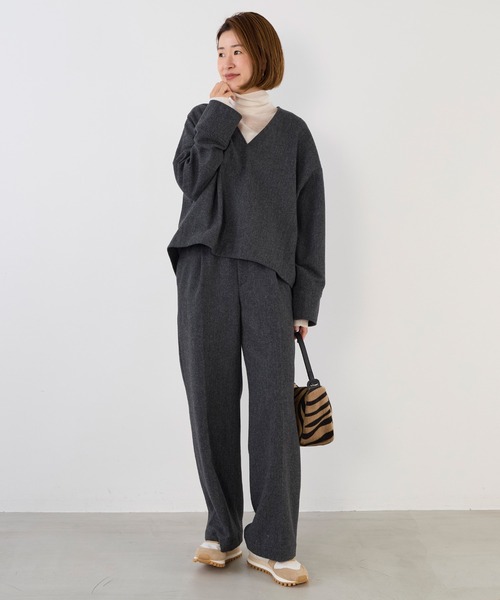 MICA&DEAL（マイカ＆ディール）の「シアーリブタートルネックプルオーバー（ニット/セーター・レディース・ダークブラウン/オフホワイト/グレー/サックスブルー・FREE）」の20枚目の写真