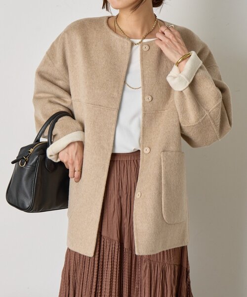 リバーシブルコクーンジャケット（ノーカラージャケット）｜Jena