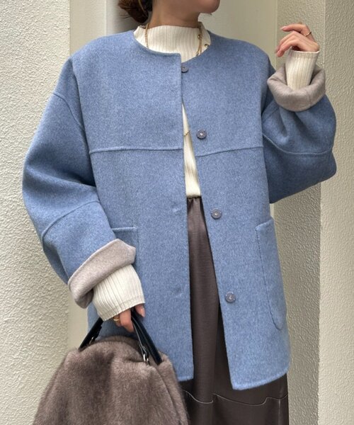 セール】【2WAY/ふんわり上質】リバーシブルコクーンジャケット（ノー