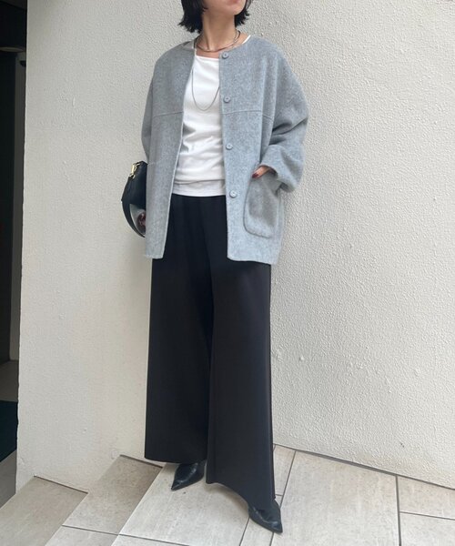 リバーシブルコクーンジャケット（ノーカラージャケット）｜Jena