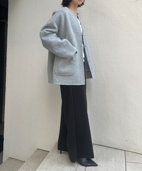 Jena espace merveilleux（ジェナ　エスパスメルヴェイユ）の「【2WAY/ふんわり上質】リバーシブルコクーンジャケット（ノーカラージャケット・レディース・ベージュ/グレー/ブルー・FREE）」の14枚目の写真