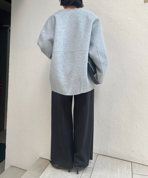 セール】リバーシブルコクーンジャケット（ノーカラージャケット