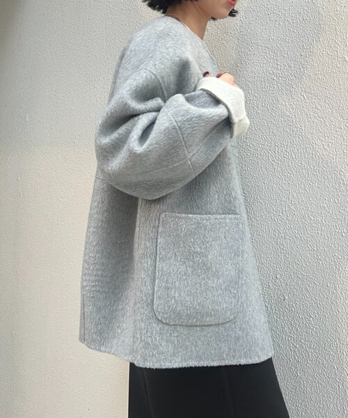 Jena espace merveilleux（ジェナ　エスパスメルヴェイユ）の「【2WAY/ふんわり上質】リバーシブルコクーンジャケット（ノーカラージャケット・レディース・ベージュ/グレー/ブルー・FREE）」の19枚目の写真