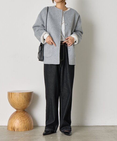 Jena espace merveilleux（ジェナ　エスパスメルヴェイユ）の「【2WAY/ふんわり上質】リバーシブルコクーンジャケット（ノーカラージャケット・レディース・ベージュ/グレー/ブルー・FREE）」の22枚目の写真