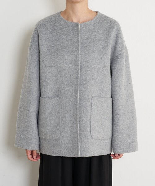 セール】リバーシブルコクーンジャケット（ノーカラージャケット