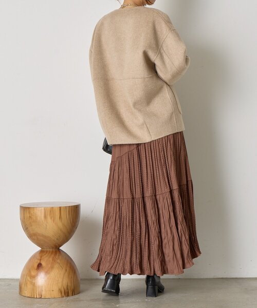 セール】【2WAY/ふんわり上質】リバーシブルコクーンジャケット（ノー