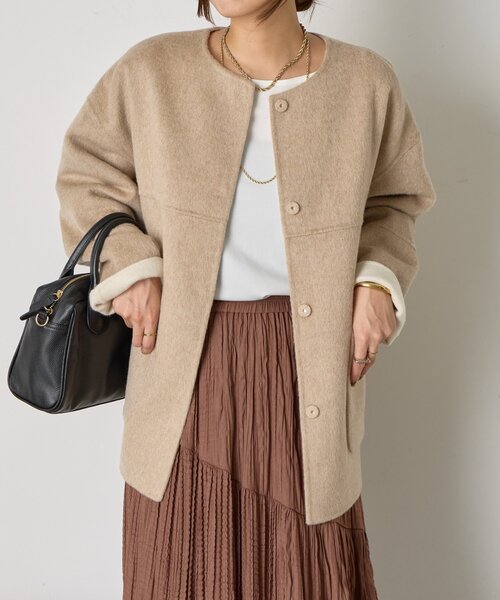 セール】【2WAY/ふんわり上質】リバーシブルコクーンジャケット（ノー