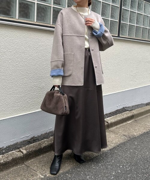 セール】【2WAY/ふんわり上質】リバーシブルコクーンジャケット（ノー