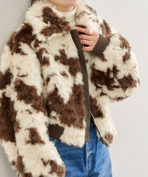 U by SPICK&SPAN（ユーバイスピックアンドスパン）の「MOLLIOLLI/モリオリ GEGE AVIATOR CROPPED JUMPER（その他アウター・レディース・アイボリー・SMALL）」の6枚目の写真