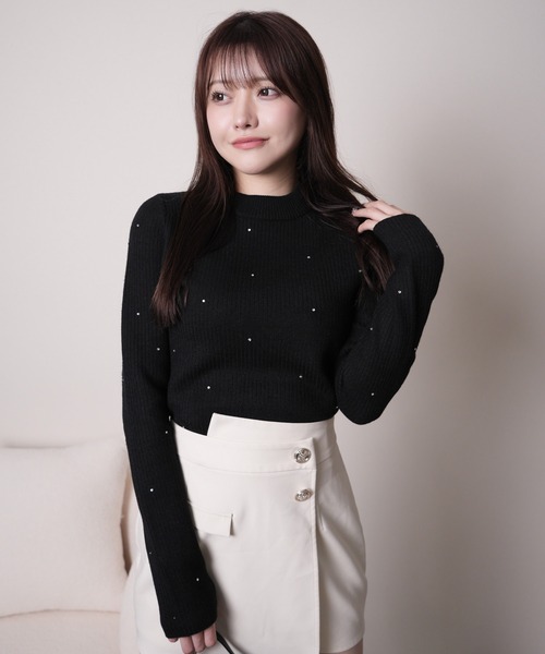 LIPSERVICE(リップサービス)の「ウォームジュエルリブニット(ニット/セーター・レディース・ホワイト/ピンク/ブラック/グレー・FREE)」の8枚目の写真