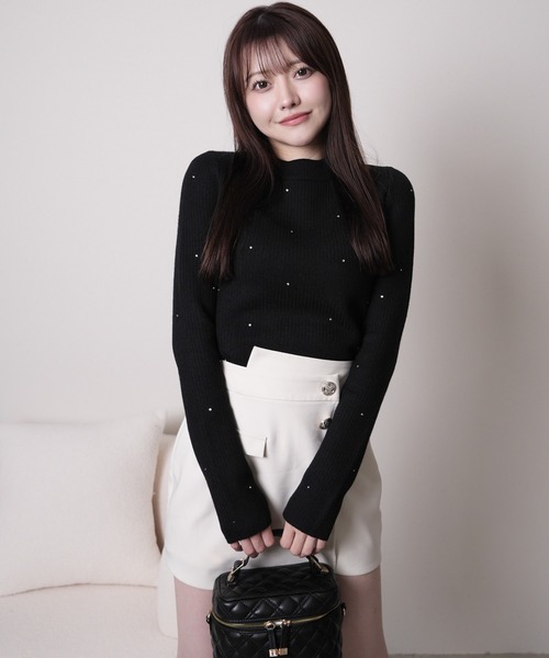 LIPSERVICE(リップサービス)の「ウォームジュエルリブニット(ニット/セーター・レディース・ホワイト/ピンク/ブラック/グレー・FREE)」の12枚目の写真