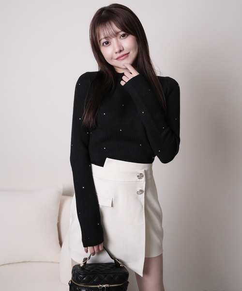 LIPSERVICE(リップサービス)の「ウォームジュエルリブニット(ニット/セーター・レディース・ホワイト/ピンク/ブラック/グレー・FREE)」の13枚目の写真