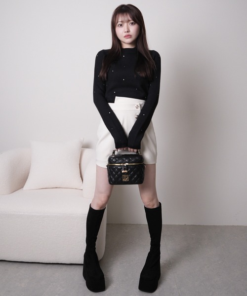 LIPSERVICE(リップサービス)の「ウォームジュエルリブニット(ニット/セーター・レディース・ホワイト/ピンク/ブラック/グレー・FREE)」の14枚目の写真