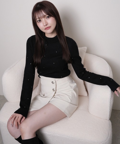 LIPSERVICE(リップサービス)の「ウォームジュエルリブニット(ニット/セーター・レディース・ホワイト/ピンク/ブラック/グレー・FREE)」の15枚目の写真