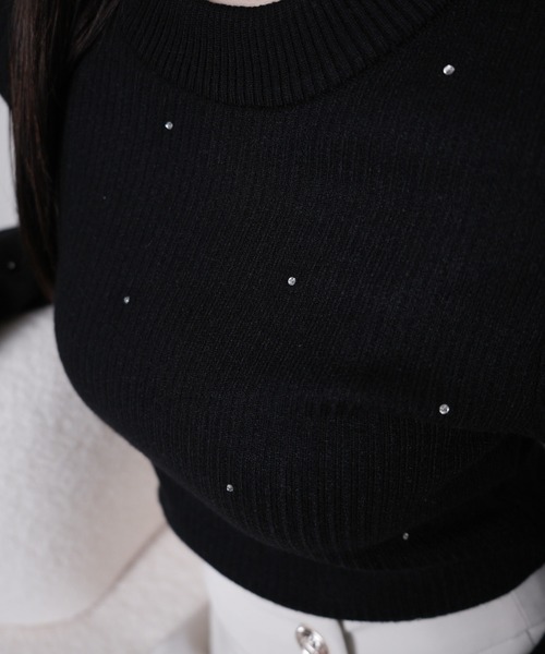 LIPSERVICE(リップサービス)の「ウォームジュエルリブニット(ニット/セーター・レディース・ホワイト/ピンク/ブラック/グレー・FREE)」の17枚目の写真