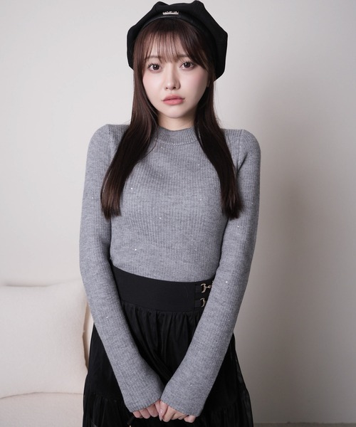 LIPSERVICE(リップサービス)の「ウォームジュエルリブニット(ニット/セーター・レディース・ホワイト/ピンク/ブラック/グレー・FREE)」の22枚目の写真