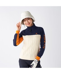 FILA GOLF フィラゴルフ ゴルフウェア  ワンポイント ロゴ 配色切替 ハイネック モックネックセーター