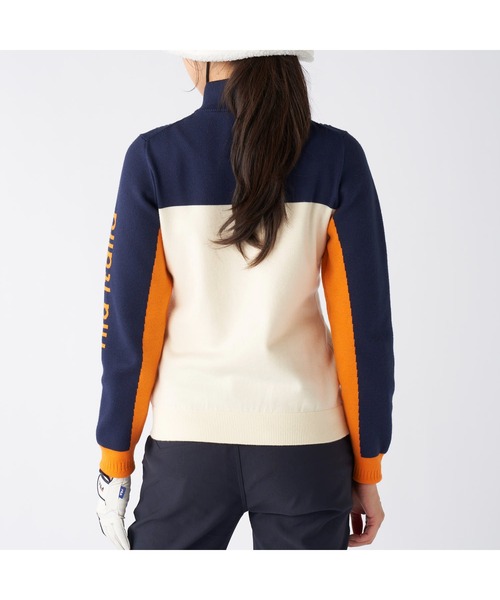 FILA GOLF(フィラゴルフ )の「FILA GOLF フィラゴルフ ゴルフウェア ワンポイント ロゴ 配色切替 ハイネック モックネックセーター(ニット/セーター・レディース・ネイビー/イエロー/ブラック・M/L/LL)」の18枚目の写真