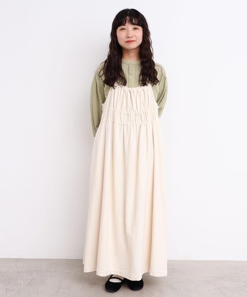 l'atelier du savon（アトリエドサボン）の「_たゆたゆデニム　キャミワンピース（ジャンパースカート・レディース・オフホワイト/ブラック・FREE）」の8枚目の写真