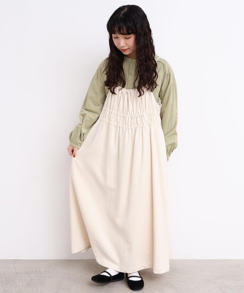 l'atelier du savon（アトリエドサボン）の「_たゆたゆデニム　キャミワンピース（ジャンパースカート・レディース・オフホワイト/ブラック・FREE）」の18枚目の写真