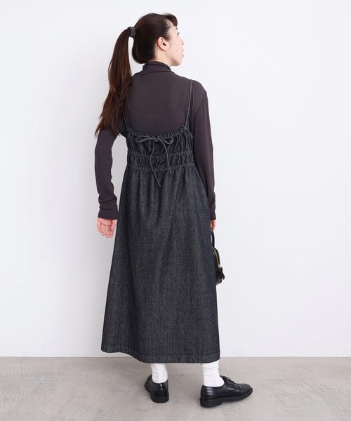 l'atelier du savon（アトリエドサボン）の「_たゆたゆデニム　キャミワンピース（ジャンパースカート・レディース・オフホワイト/ブラック・FREE）」の14枚目の写真