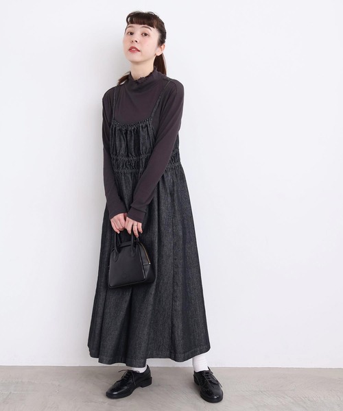l'atelier du savon（アトリエドサボン）の「_たゆたゆデニム　キャミワンピース（ジャンパースカート・レディース・オフホワイト/ブラック・FREE）」の21枚目の写真