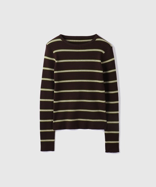 VICKY（ビッキー）の「MIXカラーボーダーニットプルオーバー（ニット/セーター・レディース・グレー系その他/ブラウン系その他/ダークネイビー・M）」の4枚目の写真