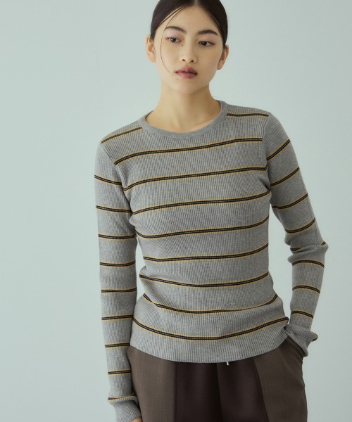 VICKY（ビッキー）の「MIXカラーボーダーニットプルオーバー（ニット/セーター・レディース・グレー系その他/ブラウン系その他/ダークネイビー・M）」の17枚目の写真