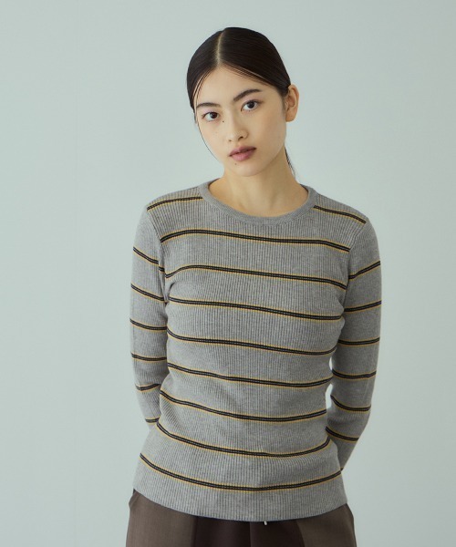 VICKY（ビッキー）の「MIXカラーボーダーニットプルオーバー（ニット/セーター・レディース・グレー系その他/ブラウン系その他/ダークネイビー・M）」の18枚目の写真