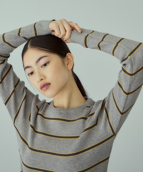 VICKY（ビッキー）の「MIXカラーボーダーニットプルオーバー（ニット/セーター・レディース・グレー系その他/ブラウン系その他/ダークネイビー・M）」の19枚目の写真