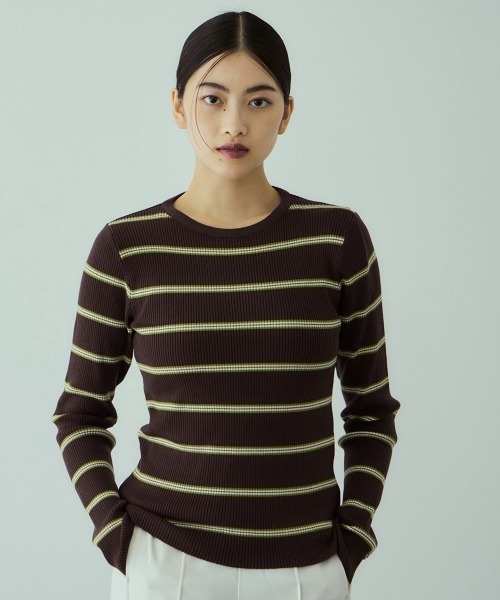 VICKY（ビッキー）の「MIXカラーボーダーニットプルオーバー（ニット/セーター・レディース・グレー系その他/ブラウン系その他/ダークネイビー・M）」の10枚目の写真