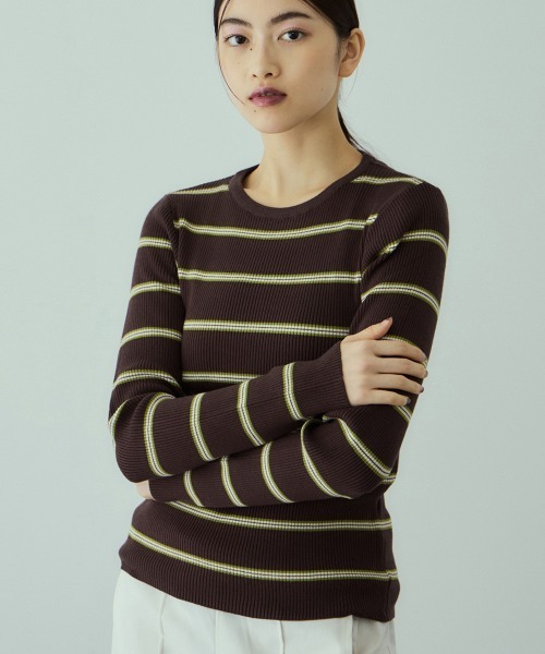 VICKY（ビッキー）の「MIXカラーボーダーニットプルオーバー（ニット/セーター・レディース・グレー系その他/ブラウン系その他/ダークネイビー・M）」の11枚目の写真