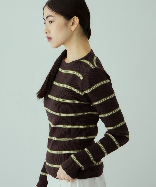 VICKY（ビッキー）の「MIXカラーボーダーニットプルオーバー（ニット/セーター・レディース・グレー系その他/ブラウン系その他/ダークネイビー・M）」の12枚目の写真