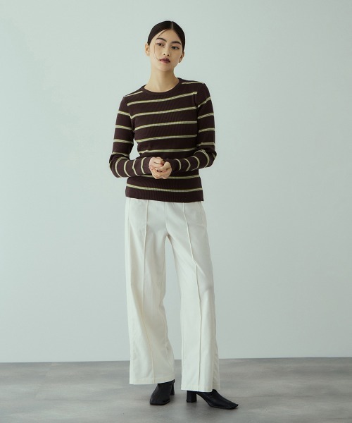 VICKY（ビッキー）の「MIXカラーボーダーニットプルオーバー（ニット/セーター・レディース・グレー系その他/ブラウン系その他/ダークネイビー・M）」の14枚目の写真