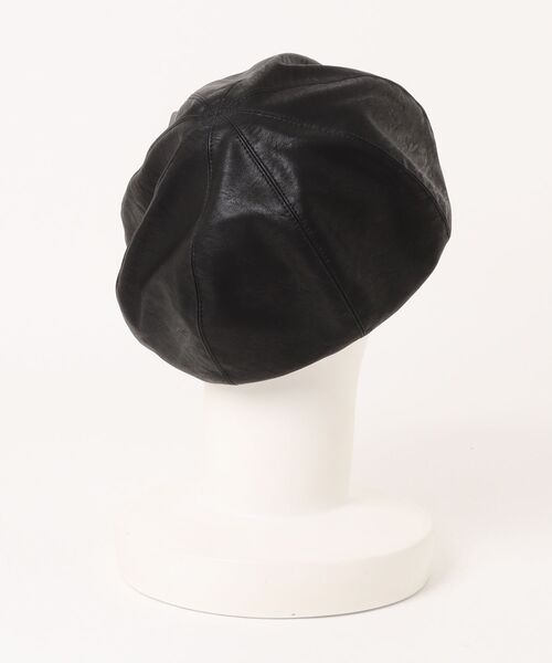 polcadot（ポルカドット）の「フェイクレザーベレー帽（ハンチング/ベレー帽・メンズ・ブラック・FREE）」の2枚目の写真